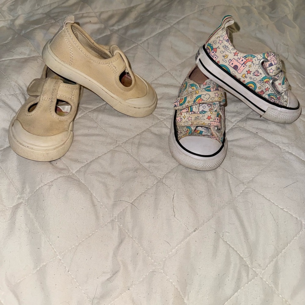 Toddler/Baby Canvas Slip-On Shoes& Multicolor Converse Velcro Sneakers-Size 5